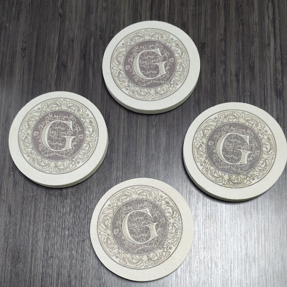 Coasters Thirstystone Monogram Coasters, All Natural Stone, Drink Absorbent - Picture 7 of 11